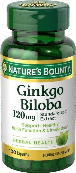 Nature’s Bounty Ginkgo Biloba Standardized Extract 120 mg, 100 Capsules