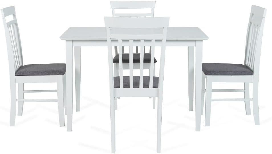 Pan Home Seabrook 1+4 Dining Set Solid Wood 102X72X74 White