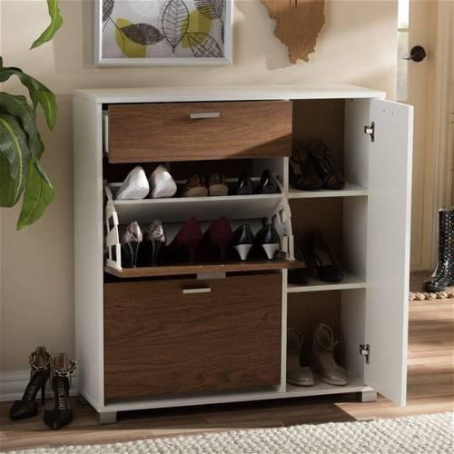 Shoe Cabinet, White / Brown - Ft005