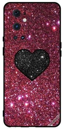Protective Case Cover for OnePlus 9 Pro Black Heart In Red Glitters Multicolour
