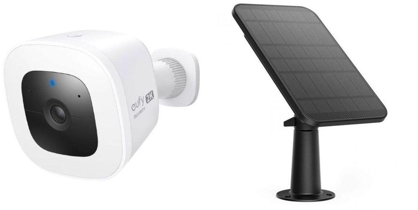 Eufy Spotlight SoloCam L40 2K Wi-Fi - White + Anker eufyCam Solar Panel Charger - Black