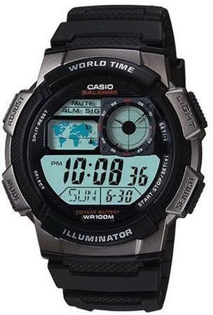 ساعة يد رقمية مقاومة للماء بسوار من الراتنج من سلسلة يوث طراز AE-1000W-1BVDF - مقاس 44 مم - لون أسود للرجال