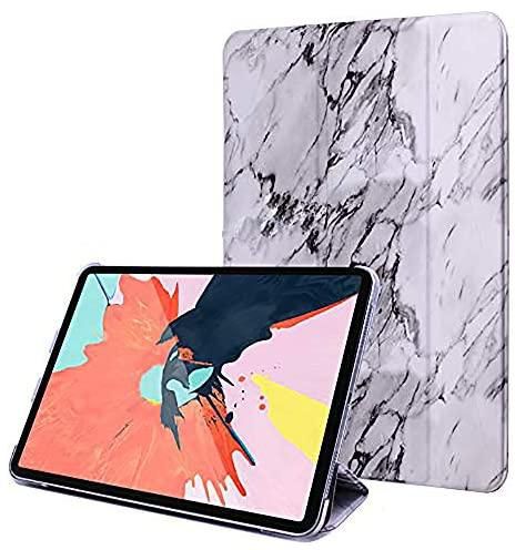 FANSONG iPad Pro 12.9 حافظة من جلد البولي يوريثان بتصميم مغناطيسي قابل للطي ثلاثي الطي، غطاء ذكي تلقائي للنوم / الاستيقاظ خفيف الوزن للغاية لجهاز Apple iPad Pro 12.9 بوصة 2018، رخامي أبيض