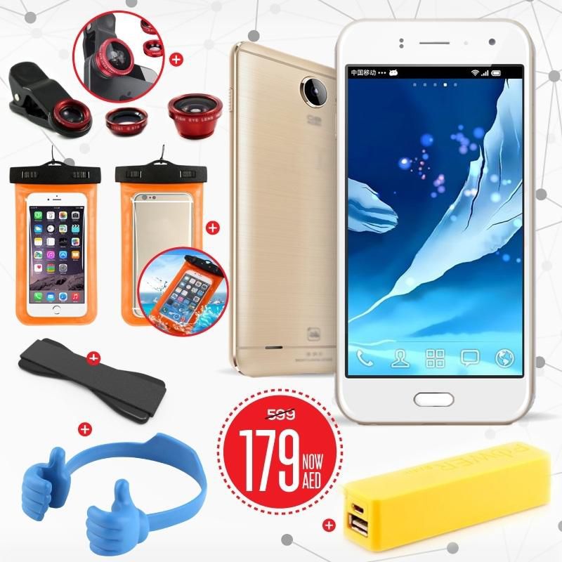 Get Now the VIVK A9 4G Smart Phone with Camera Lens + Water proof Cover + Phone Grip + Ok Stand +Powerbank DBB10115