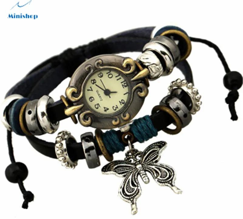 Women's Watch Fashion Versatile Butterfly Leather Bracelet Watch Retro Watch Dress Accessories
