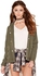 Forever 21 Olive Polyster Zip Up Hoodie For Women