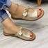 Ladies Casual Flat Slippers-Gold