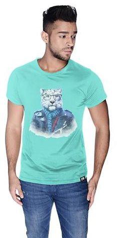 Creo Tiger Pug Life Round Neck T-Shirt for Men - M, Green