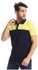 Ted Marchel Men Bi-Tone Upper Buttoned Cotton Polo Shirt - Navy Blue & Yellow