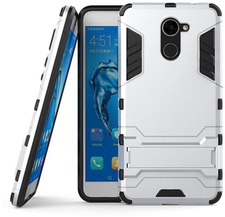 Protective Case Cover With Kickstand For Huawei Y7 Prime/Enjoy 7 Plus Silver/Black