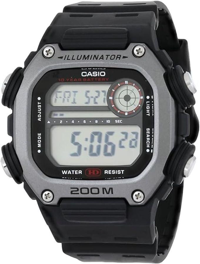 G Shock Couple Casio Watch, Model DW-291H-1AVDF For Men, Digital Square Rubber Band, Black Color, Black