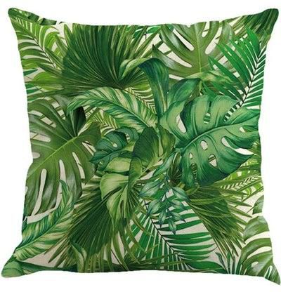 Leaf Plant Printed Cushion Cover Green 45x45cm