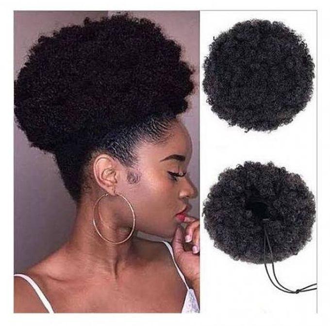 Fashion Afro Hair Bun Extension #1 Black -Large Size +Free Gift