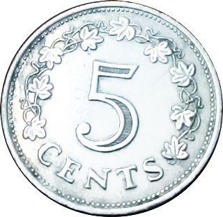 5 سنت دولة مالطا سنة 1972