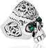 Ring in the form of a skull made of titanium with a clove of Emerald Size 9