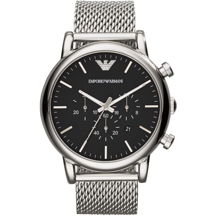 Emporio Armani Men Classic Chronograph Steel Watch AR1808 (Black Dial)