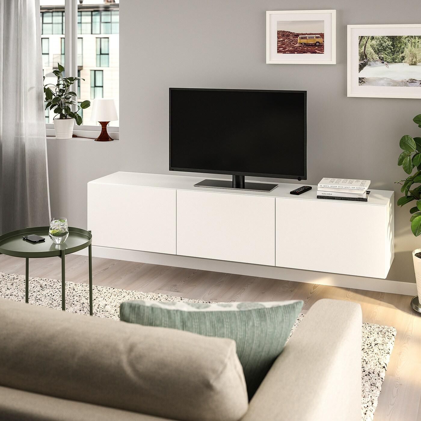 BESTÅ TV bench with doors, white, Lappviken white, 180x42x38 cm price from ikea in Egypt Yaoota!