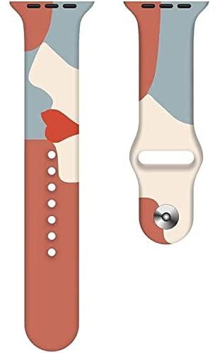 YOMNA Contrast Colours Soft Silicone Sport Replacement Bands for Watch Series 7/6/5/4/3/2/1/SE (Lily Peach, 42mm 44mm 45mm)
