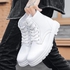 Flangesio Winter Men Boots Waterproof Leather Shoes EUR Size 39-46 High Top Fashion Chukka Boots High Quality Motorcycle Ankle Boots Outdoor Work Casual Shoes Lace Up Non-slip Trend Western Boots White