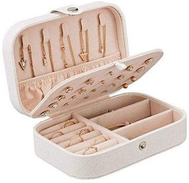 Jewelry Travel Case, Mini Small Organizer Portable Display Storage Case For Women White