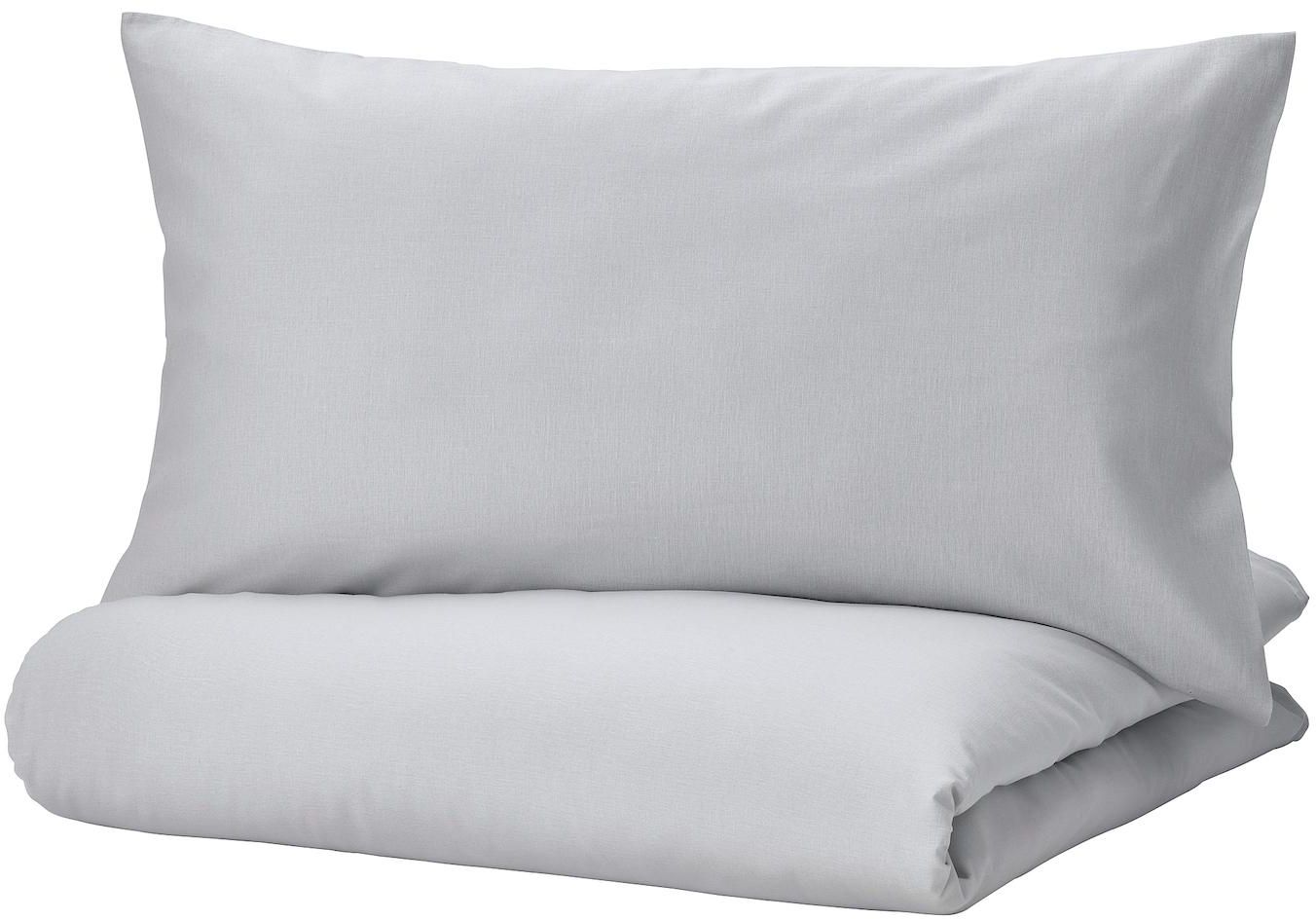 NATTSVÄRMARE Duvet cover and 2 pillowcases - light grey 240x220/50x80 cm