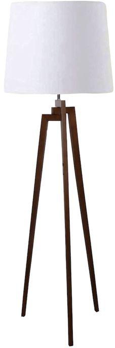 Floor Lamp Made Of Wood, Brown Color, White Cover, Length: 155 Cm