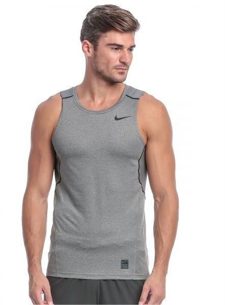 Nike Grey Cotton Round Neck Tank Top For Men