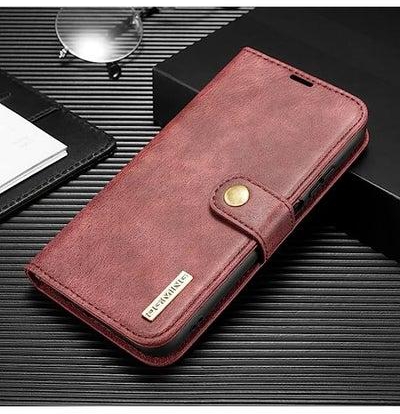 HuHa Case Cover Compatible For Huawei P40 Lite DG.MING Crazy Horse Texture Flip Detachable Magnetic Leather Case with Holder & Card Slots & Wallet Red