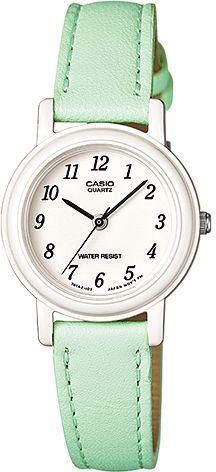 Casio Ladies Classic White Dial Green Leather Band Watch [LQ-139L-3B]