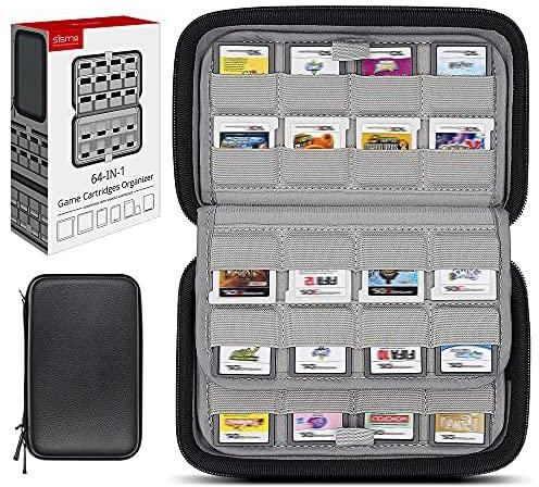 حقيبة تخزين حامل بطاقات الألعاب سيسما 64 لخراطيش ألعاب نينتندو 3 دي إس 2DS DS - أسود