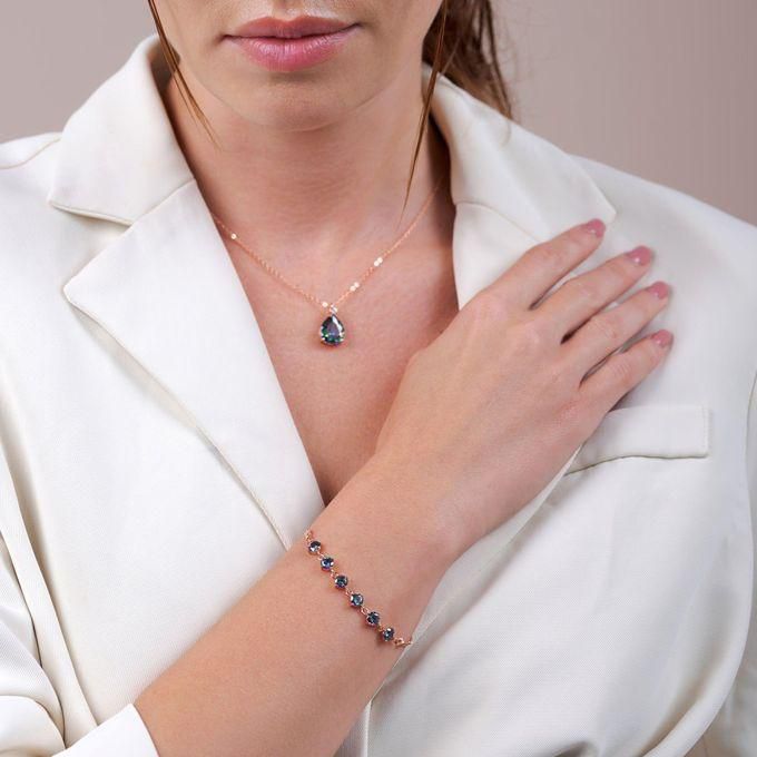 Artsy Mystic Topaz Stone Necklace and Bracelet Set-Silver