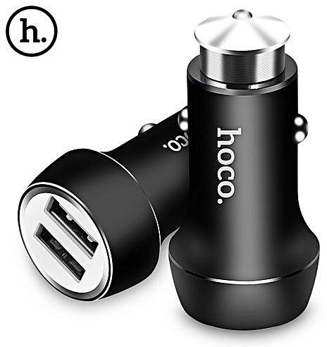 Hoco Z7 2.4A Fast Charging Dual USB Output Intelligent Car Charger - Black