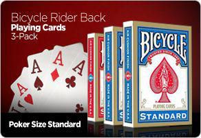 Bicycle Rider Back Poker Size Playing Cards Standard 3-Pack