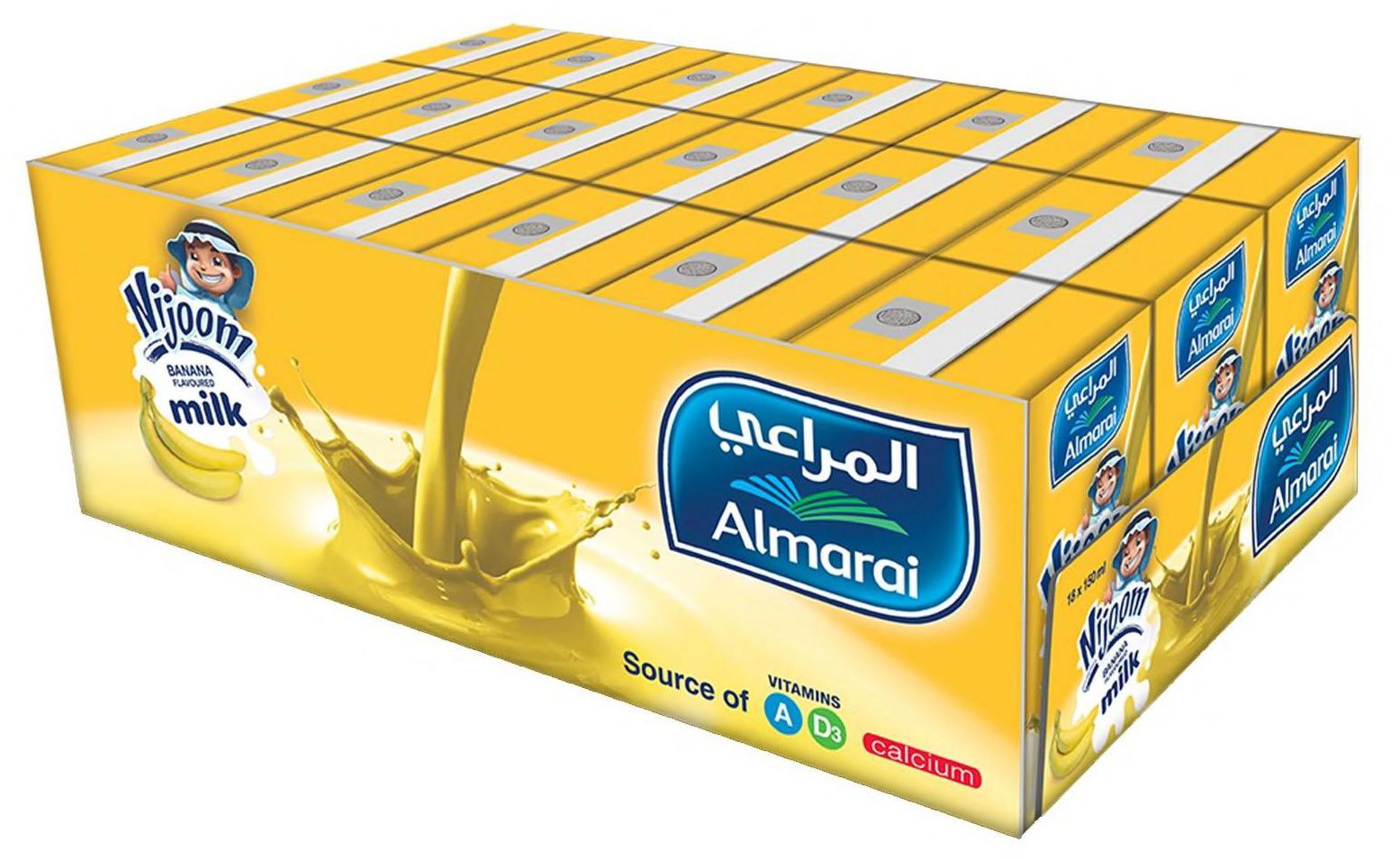 Almarai nijoom milk banana flavored  long life 150 ml x 18 pieces