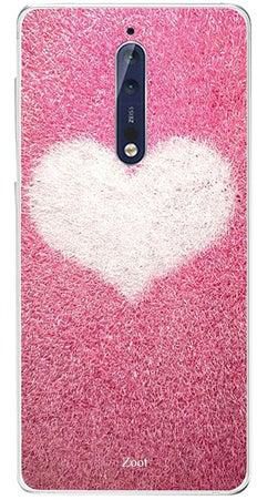 Protective Case Cover For Nokia 8 Pink With White Heart