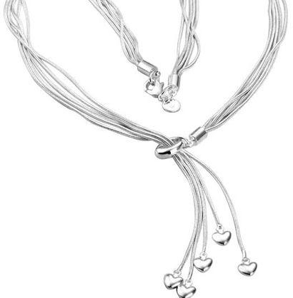 5 Hearts Necklace with Silver Plating ‫(RS0011NKSS)