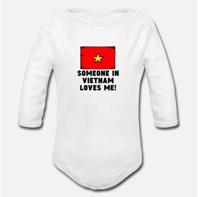 Someone In Vietnam Loves Me Organic Long Sleeve Baby Bodysuit