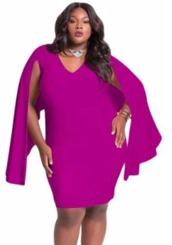 Purple Cape Plus Size Dress