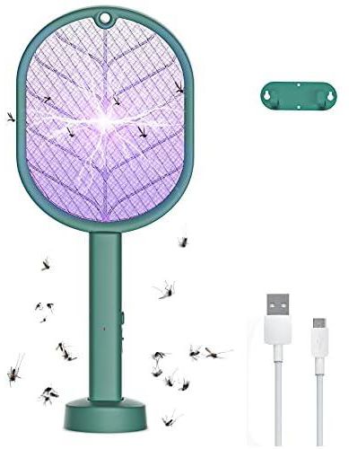 Electric Fly Swatter, Fly Zapper Fly Killer Racket Mosquito Bug Zapper Bat 2 In 1 for Indoor Outdoor, Rechargeable USB Insect Catcher with 3-Layer Protective Net