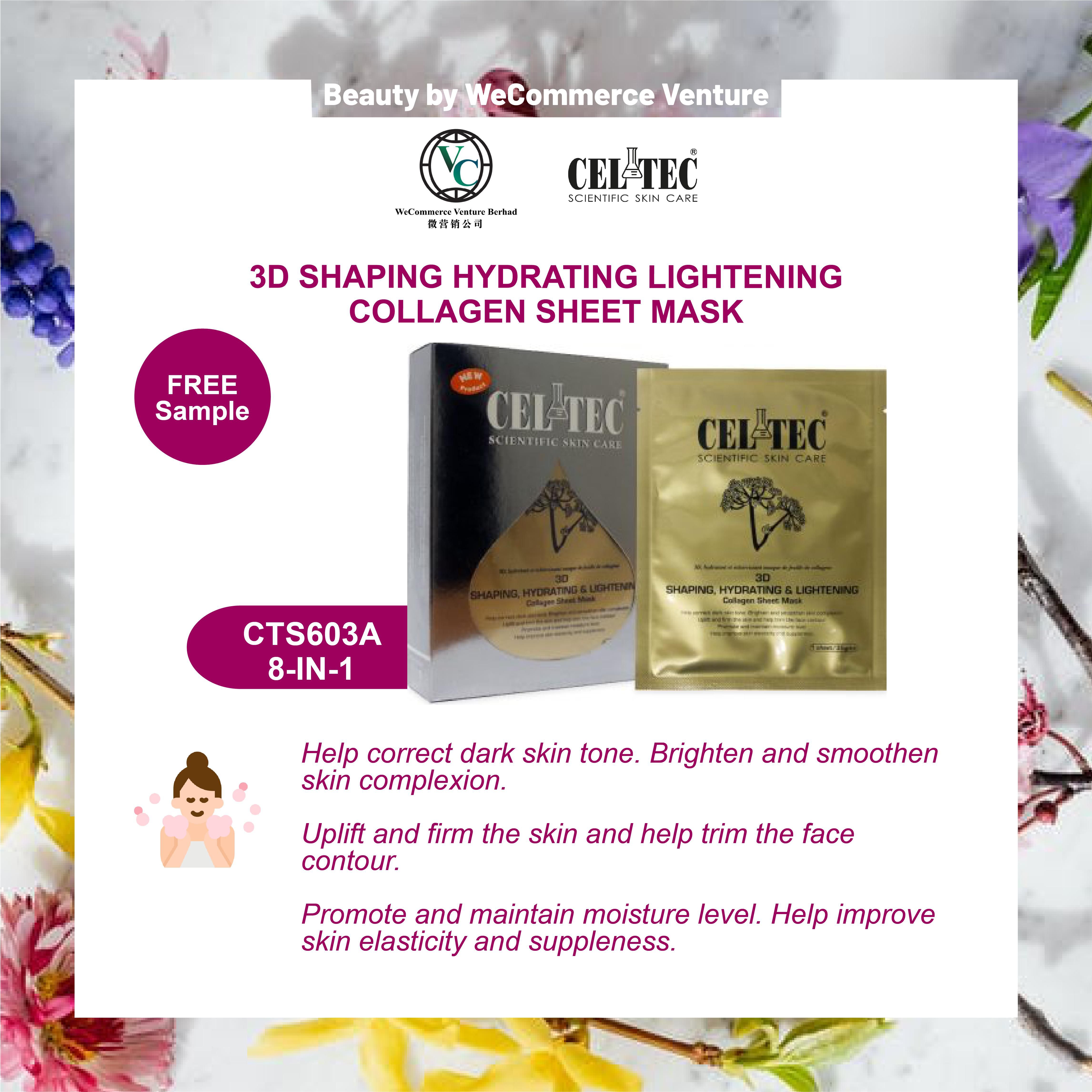 Celtec 3D Shaping Hydrating Lightening Collagen Mask 8 Sheets in a Box