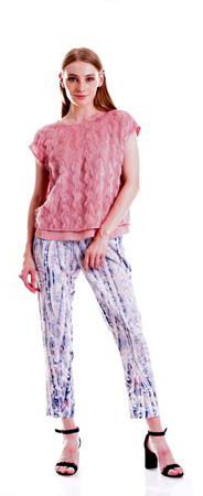 Marbling Pattern Casual Fit Straight Pants - Size: S