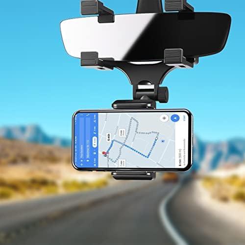 Moioee Universal 360° Rotation Expandable Car Rear View Mirror Phone Mount for Most Mobile Phone Devices