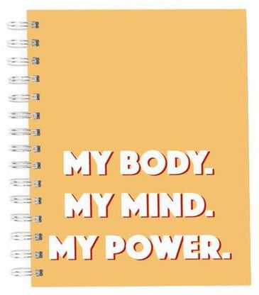 دفتر ملاحظات بسلك مقاس A5 بطبعة تحمل عبارة My Body My Mind أصفر/أبيض/أحمر