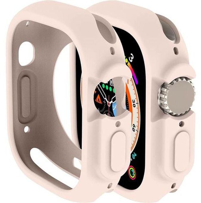Case For Apple Watch Ultra 2 - 49mm Series 9 Shockproof TPU Soft Silicone Bumper Case SandPink Colour.