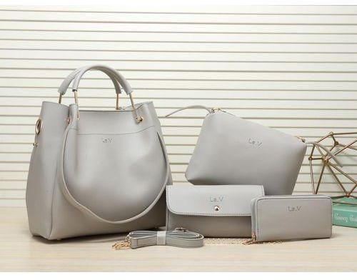 Generic Ladies 4 in 1 Handbag fashionable full Set - White