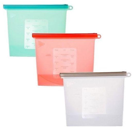 Reusable Silicone Food Storage Fridge Bags - 4 Pcs -1000ml