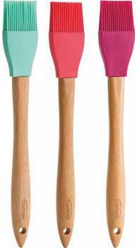 Pastry Brush 30 cm Silicone wooden handle 3 clrs