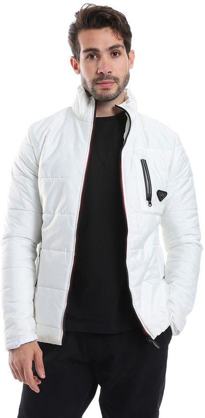 White Rabbit Quilted Pattern Long Sleeves Jacket - White