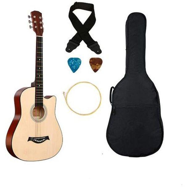 Acoustic Box Guitar With Bag And Satrap - Natural-38"