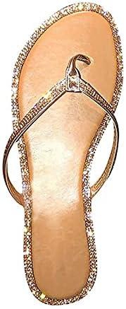 ZADIKO Summer Shoes For Women, Full Rhinestone Women's Flip Flops Summer Outdoor Beach Sandals Fashion Casual Shoes Women Travel Slippers Ladies (Color : Gold, Size : 38)
